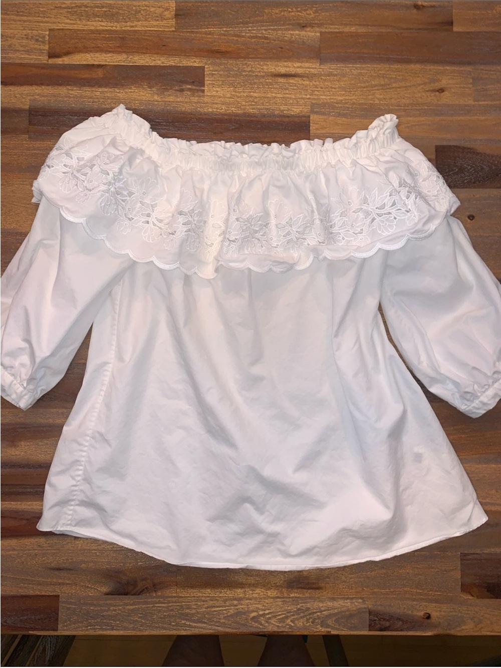 kate spade White Off-Shoulder Eyelet Blouse